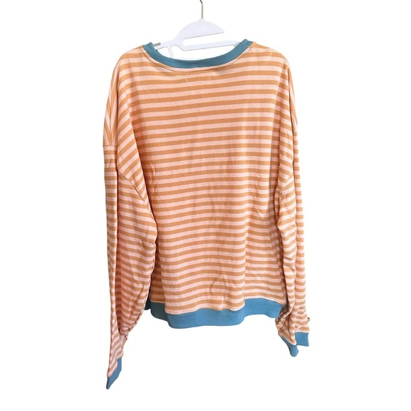 Free People NWOT We The Free Classic Striped Oversized Crew Latte Combo Size M - Picture 4 of 5